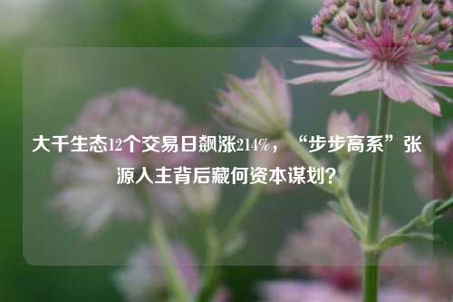 大千生态12个交易日飙涨214%，“步步高系”张源入主背后藏何资本谋划？