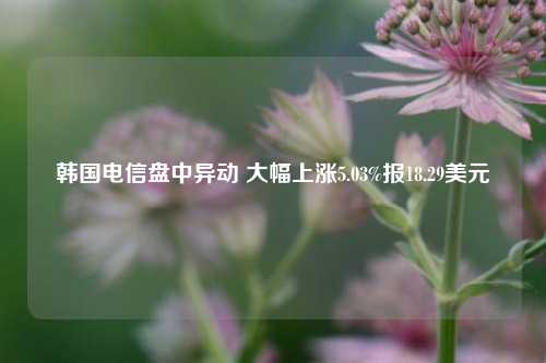 韩国电信盘中异动 大幅上涨5.03%报18.29美元