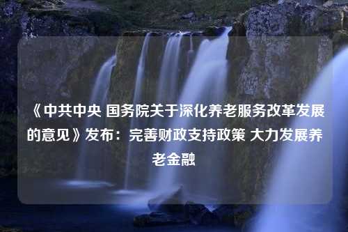 《中共中央 国务院关于深化养老服务改革发展的意见》发布：完善财政支持政策 大力发展养老金融