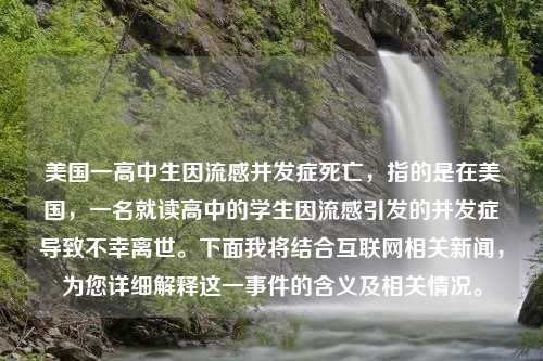 美国一高中生因流感并发症死亡，指的是在美国，一名就读高中的学生因流感引发的并发症导致不幸离世。下面我将结合互联网相关新闻，为您详细解释这一事件的含义及相关情况。