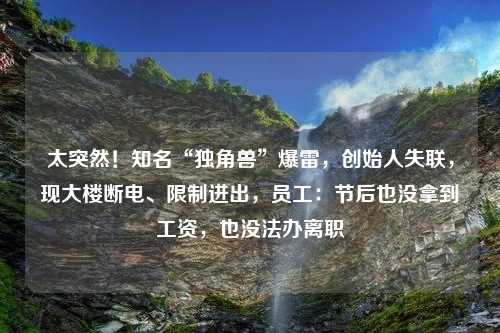 太突然！知名“独角兽”爆雷，创始人失联，现大楼断电、限制进出，员工：节后也没拿到工资，也没法办离职